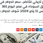 ارتفاع تاريخي للأخضر.. سعر الدولار في السوق السوداء في مصر اليوم 365 الخميس 11 يناير 2024| شوف الدولار وصل لكام!